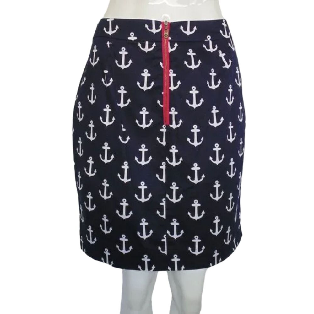 HATLEY Skirt, 8, Blue, White Anchors, Front Zipper, Back pockets, Lined